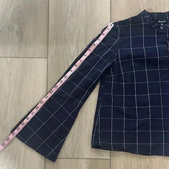 Madewell Bell-Sleeved Buttondown Shirt in Windowpane Navy Women’s XXS - Picture 7 of 8